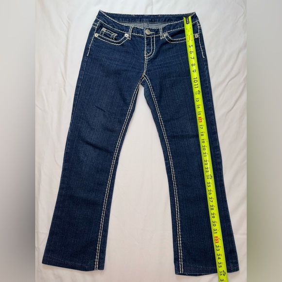 Seven7 Vintage Size 29 Dark Wash Y2K Contrast Stitching Low Rise Jeans - Picture 2 of 11